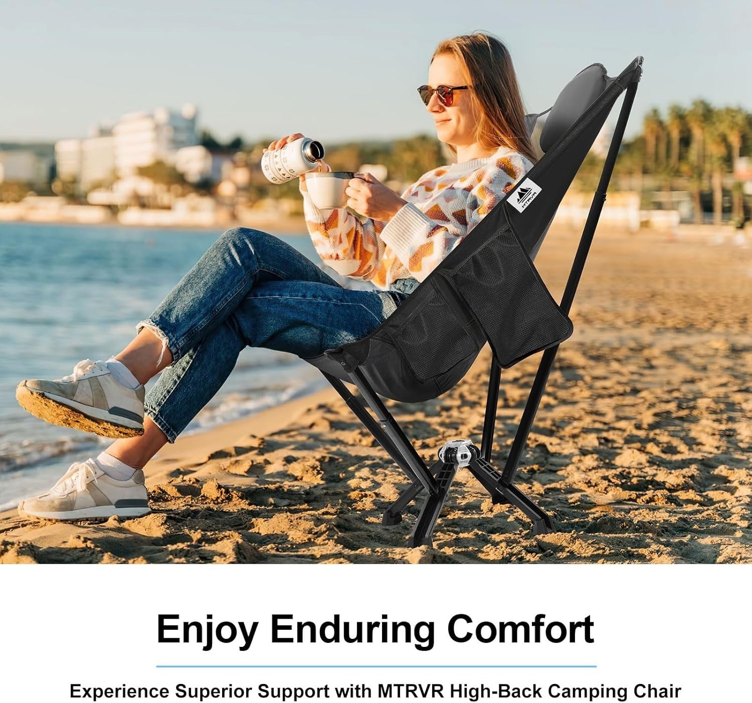 Heavy Duty Folding Camping Chair 600LB XL Padded High Back with Bag