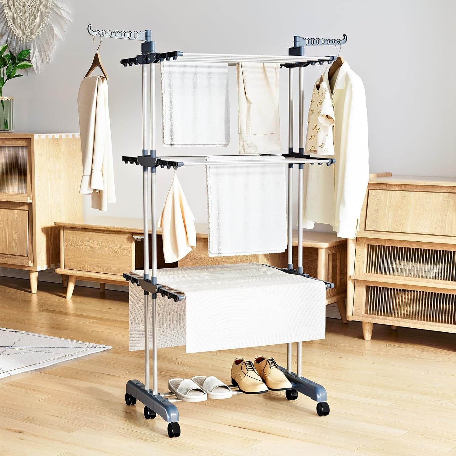 4-Tier Clothes Drying Rack, Clothes Indoor Folding 18M Drying Space Large