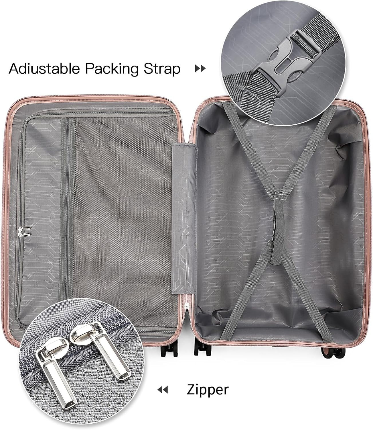 Medium Hard Shell Suitcase Lightweight Polypropylene 4 Spinner Wheels TSA