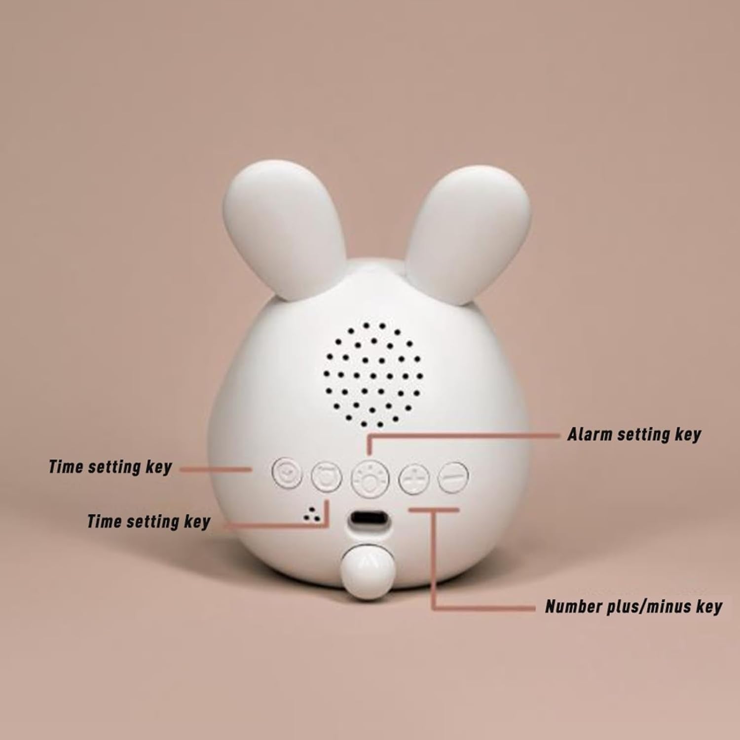 Cute Rabbit Digital Alarm Clock LED Night Light Rechargeable for Heavy Sleepers