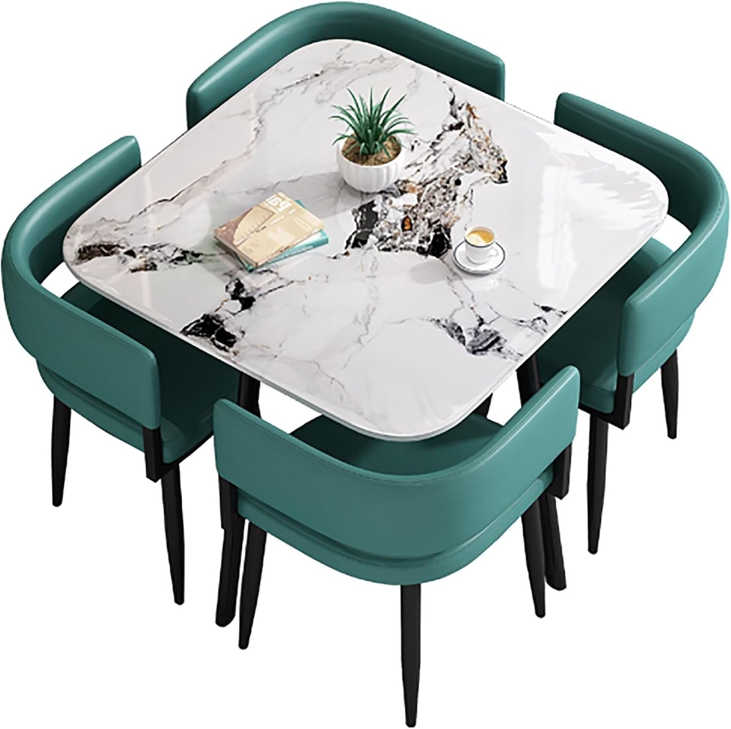 80cm Square Slate Meeting Table Set for 4 – Compact Office Collaboration Desk