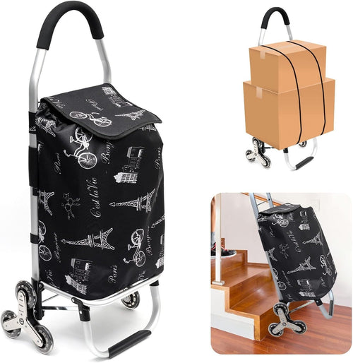 6-Wheel Folding Stair Climber Trolley Cart – 45L Heavy Duty Grocery Utility