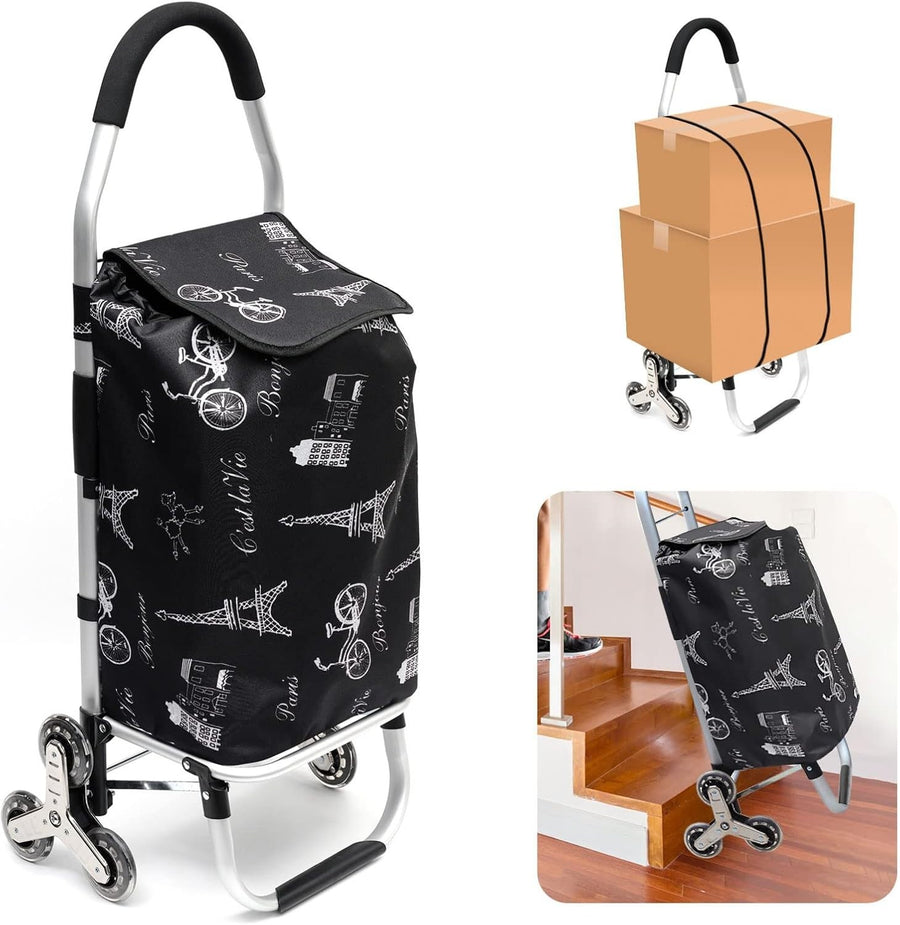 6-Wheel Folding Stair Climber Trolley Cart – 45L Heavy Duty Grocery Utility