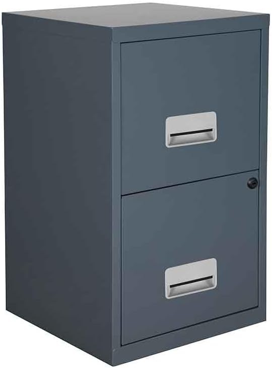 2 Drawer Metal Filing Cabinet Lockable A4 Letter Home Office Storage Black