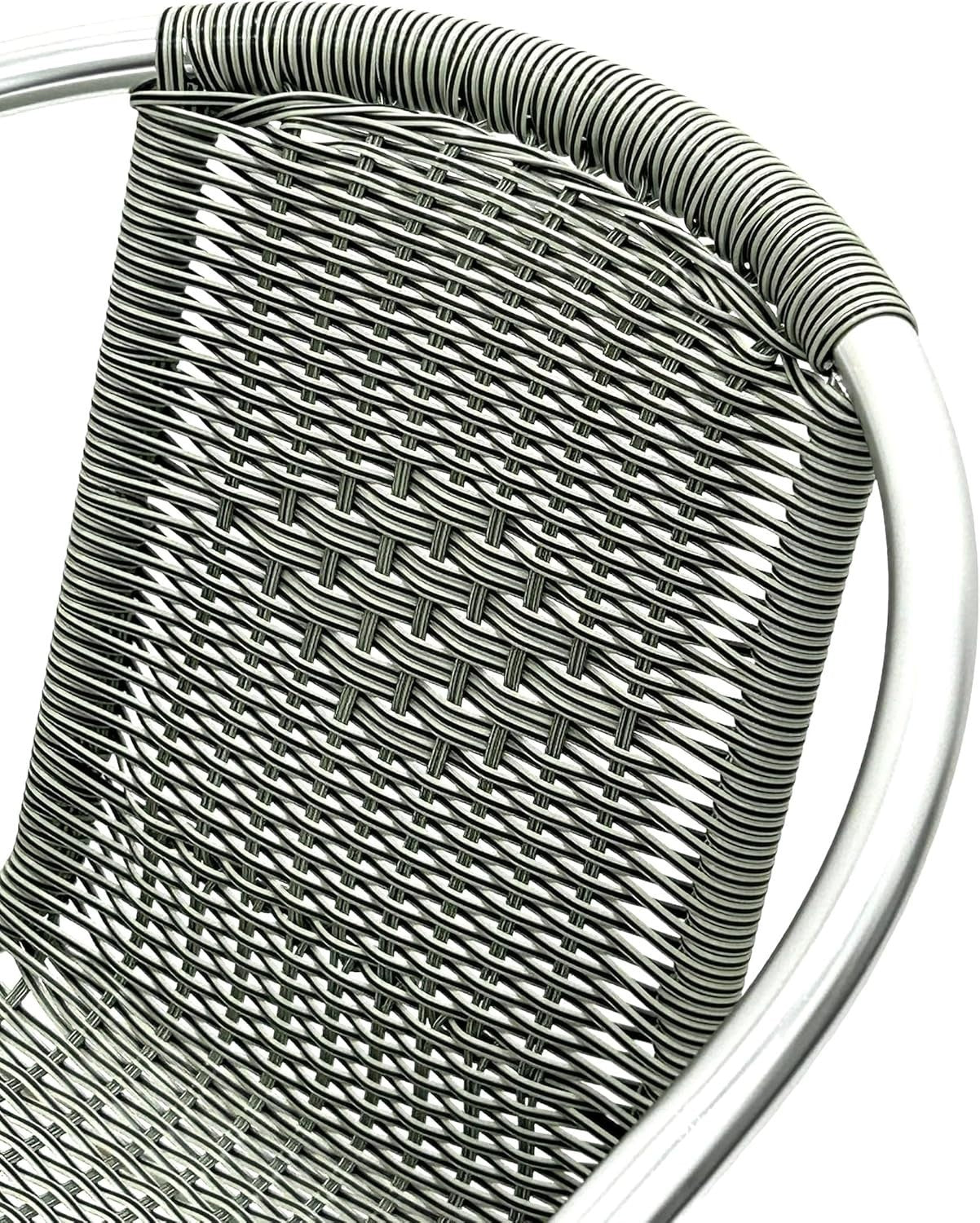 Stackable Rattan Bistro Chair Grey Aluminium Frame Lightweight Patio Seating