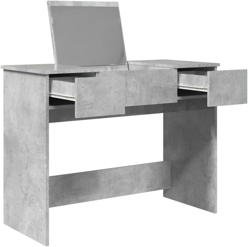 Vanity Dressing Table Desk Concrete Grey Makeup Mirror Storage Drawers Wood