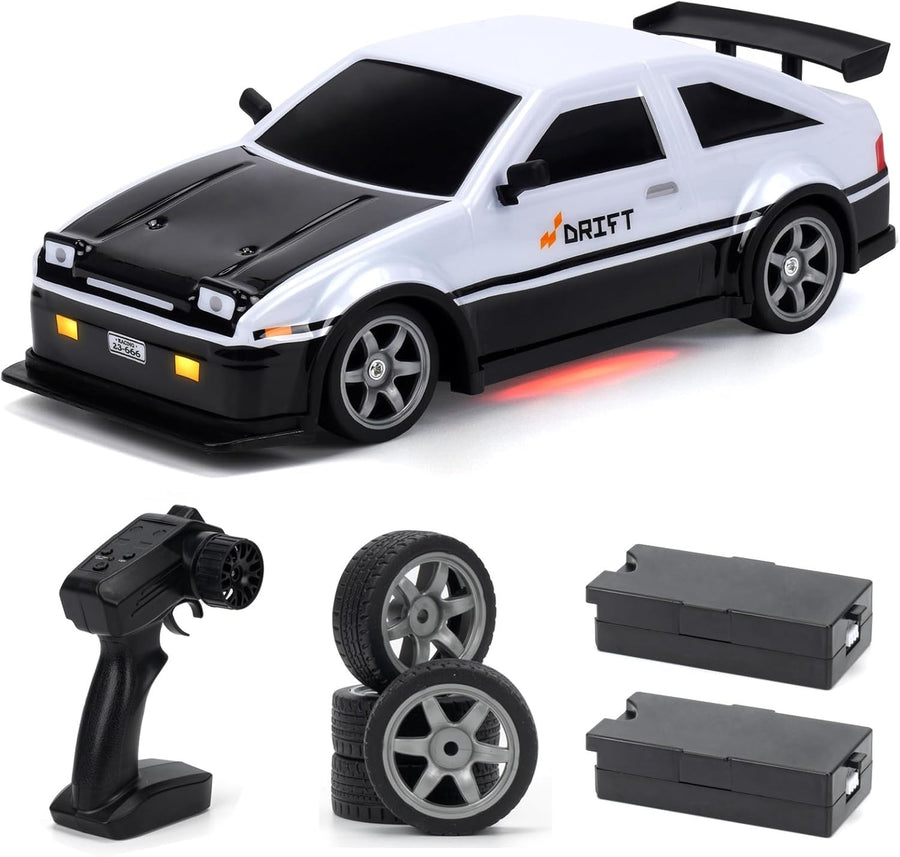 1:16 4WD RC Drift Car 25km/h High Speed w/ LED Lights 2 Batteries Black