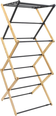 Bamboo 3 Tier Concertina Clothes Airer Extendable Folding Drying Stand