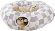 Cat Donut Tunnel Bed 2 in 1 Play Tunnel w Washable Cushion Purple