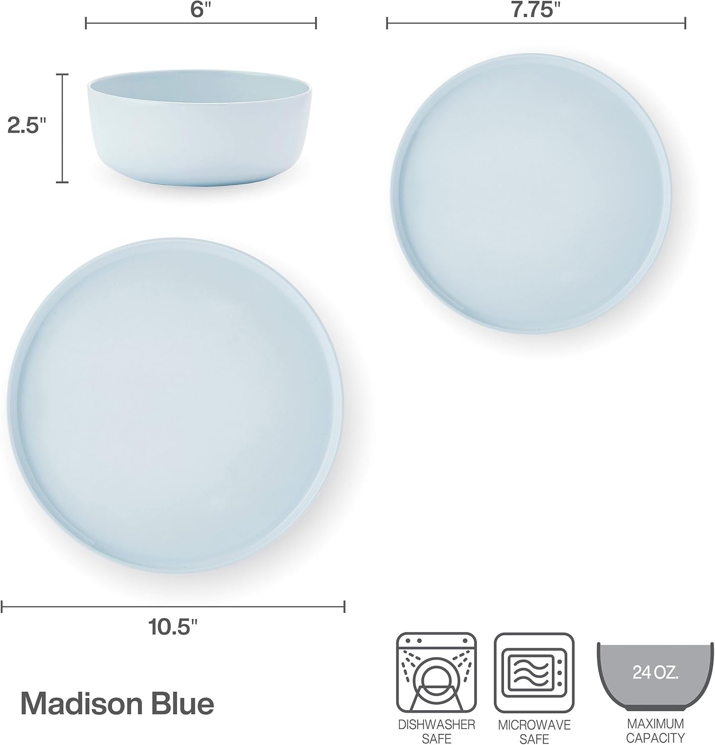 12pc Bone China Dinnerware Set Lightweight Plates Bowls Service for 4