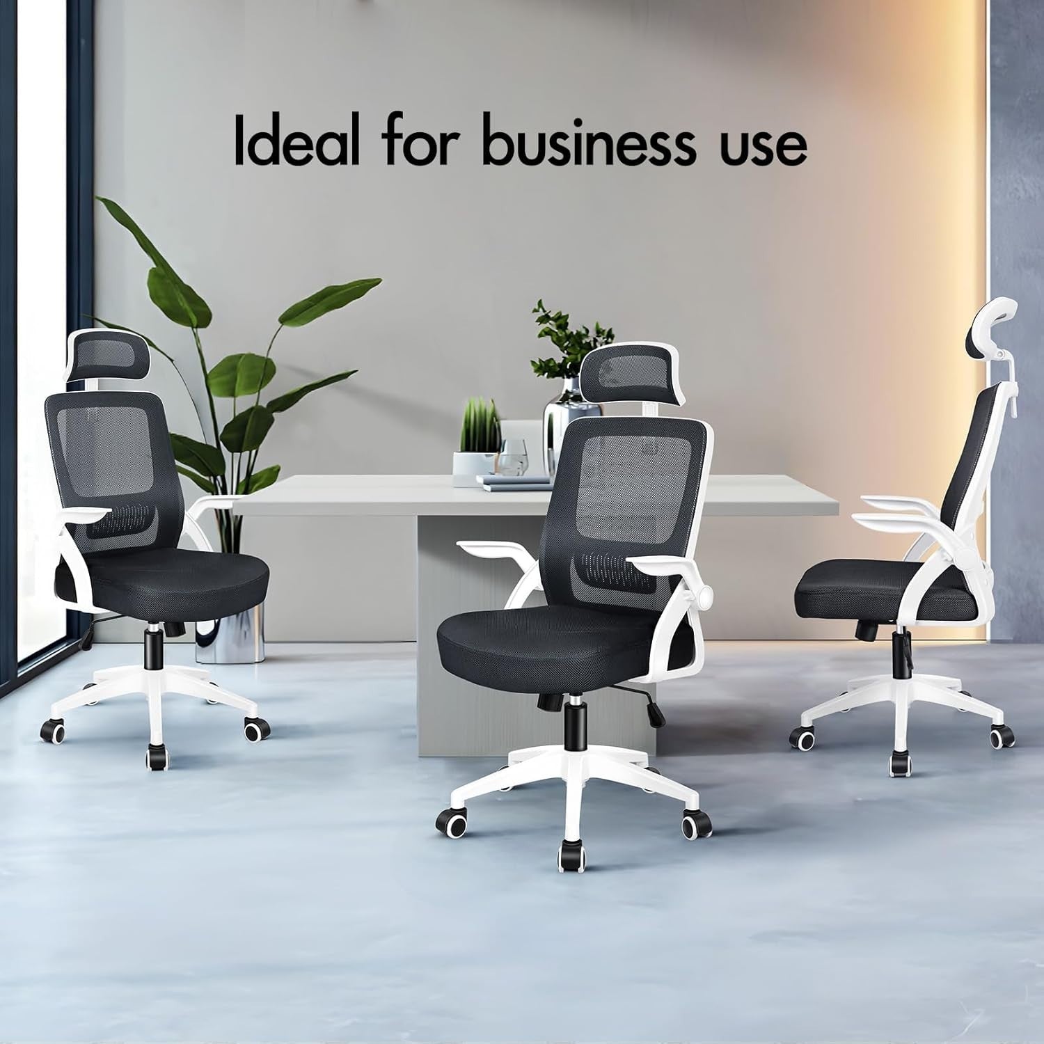 Ergonomic Mesh Office Chair, Adjustable Headrest, Lumbar Support, Flip-Up Arms,