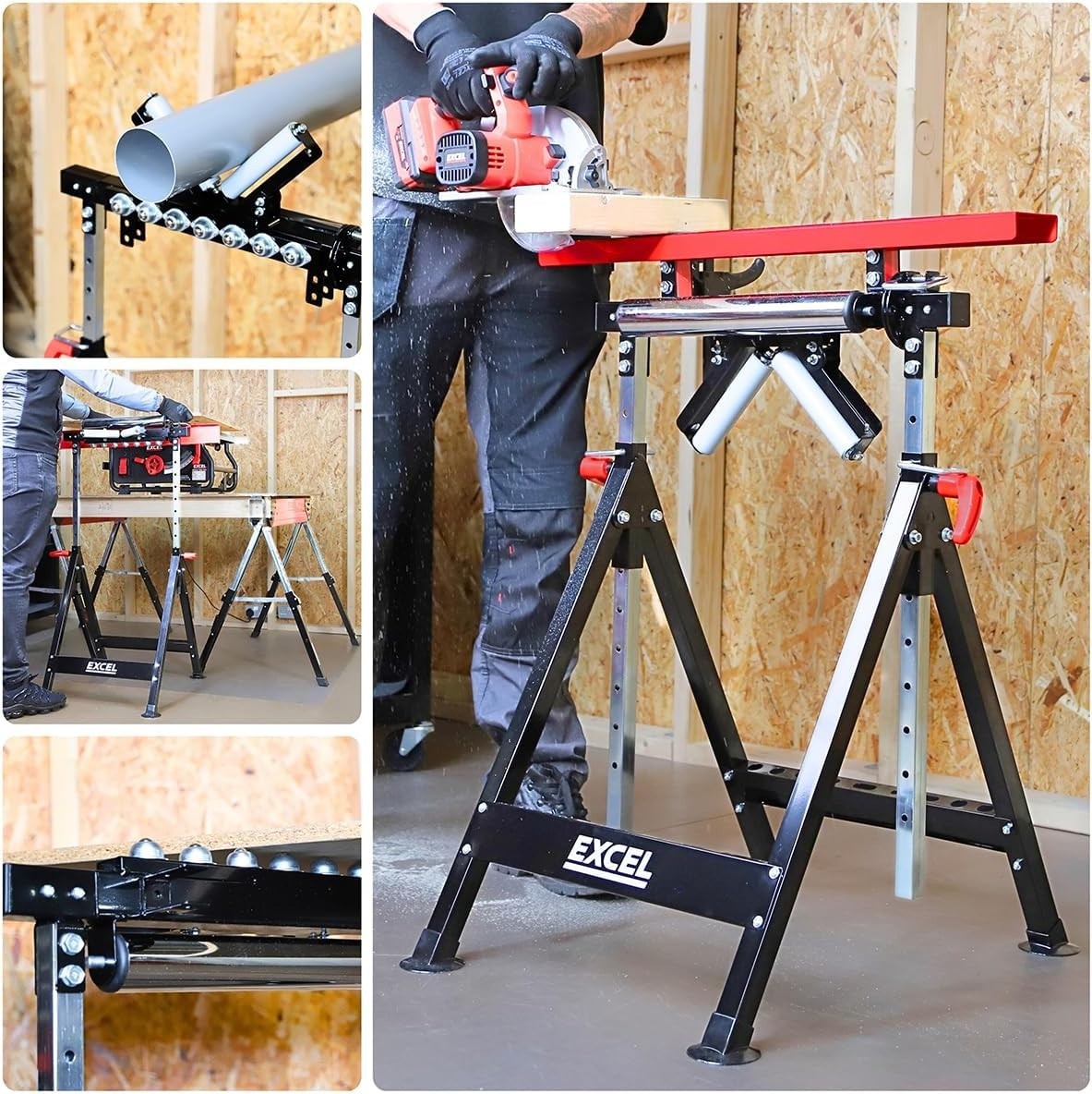 4in1 Adjustable Roller Stand Workbench Support Heavy Duty 200kg Folding