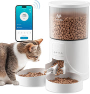 Dual Bowl Automatic Cat Feeder WiFi App Control 4L Timed Food Dispenser