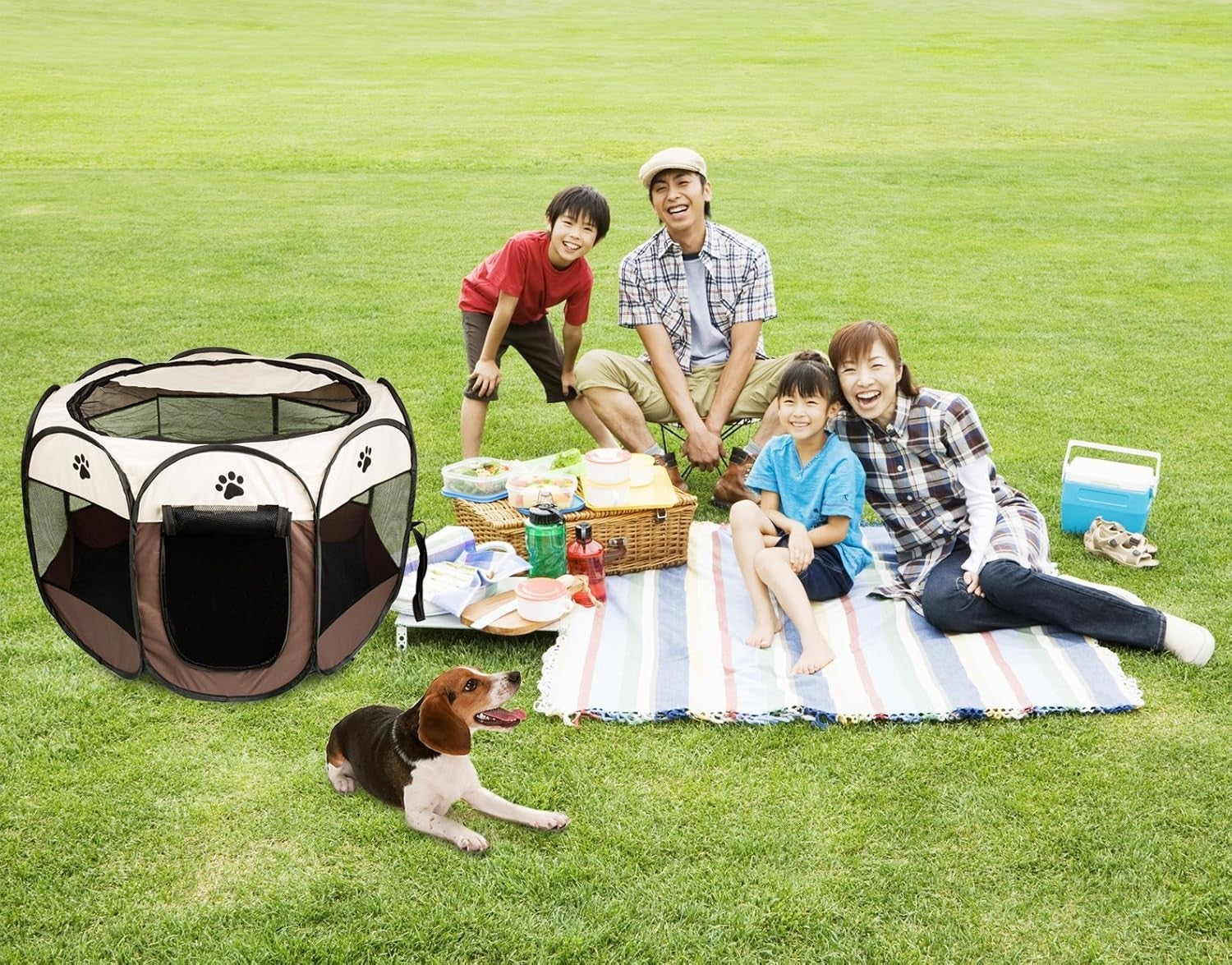 BIGWING Style Foldable Pet Playpen Portable Puppy Dog Cat Cage L Coffee