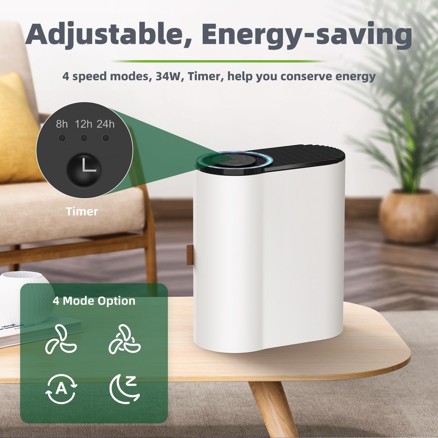 Air Purifier Bedroom Home CADR 230m³/h Quiet 22dB Dust Allergy Sleep
