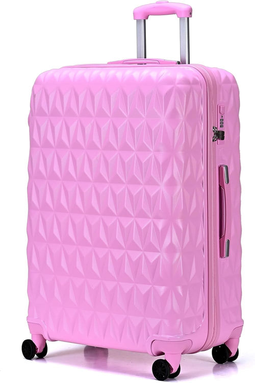 24 Inch Medium Hard Shell Suitcase Lightweight 4 Spinner Wheels Lock Pink