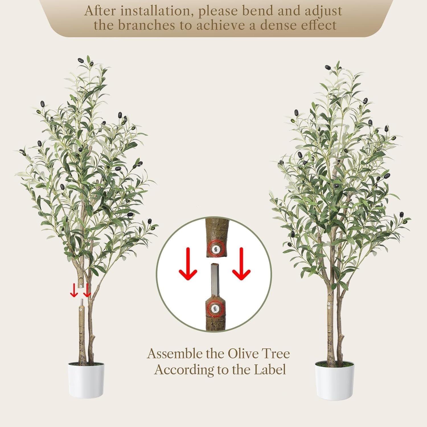 4FT Faux Olive Tree with White Pot Natural Wood Trunk Indoor Floor Home Decor