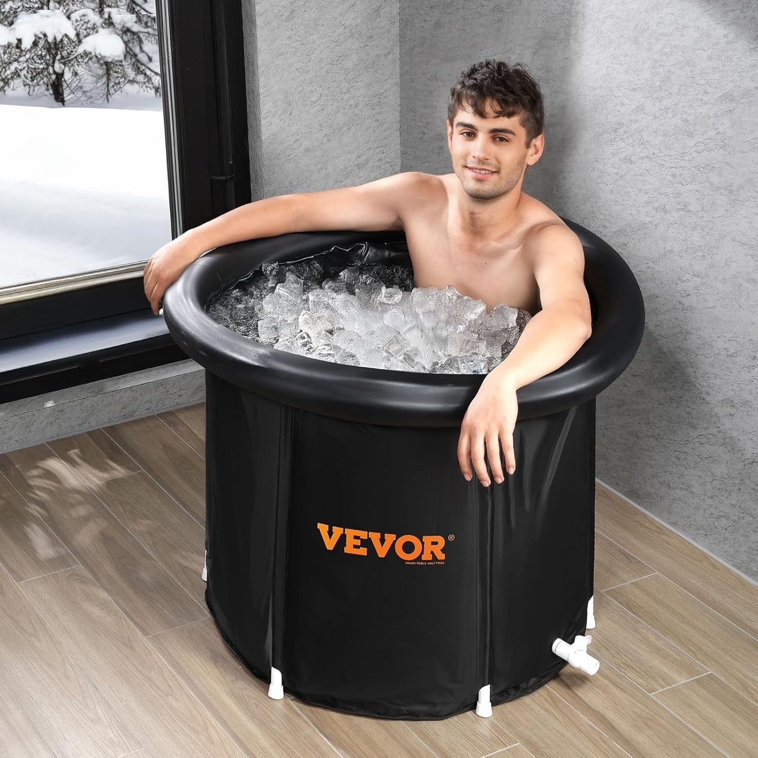 398L Inflatable Ice Bath Tub 85cm Portable Cold Plunge for Adults