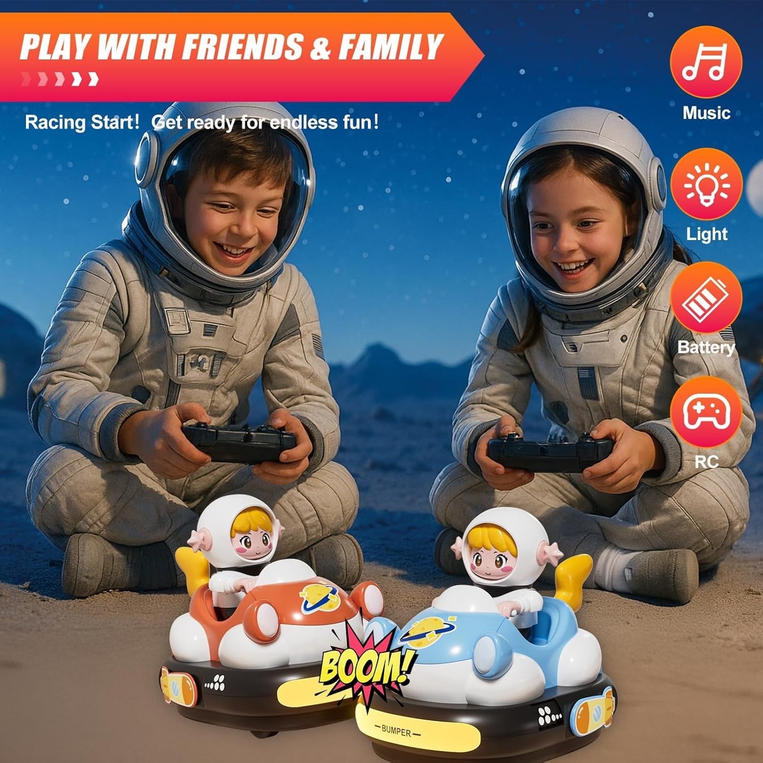 RC Bumper Car Toy with Lights & Music for Kids 3-8 | Remote Control Fun