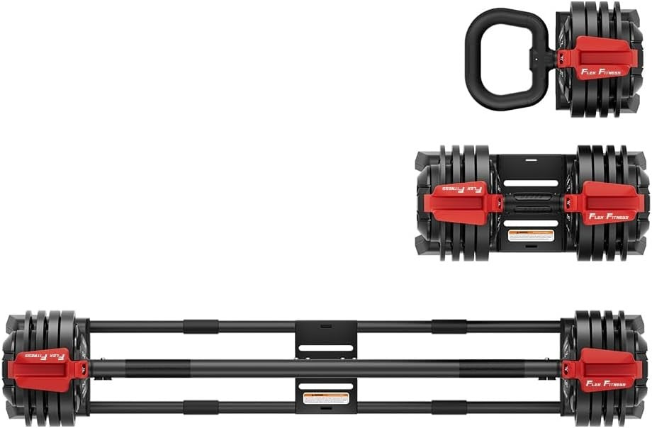 3-in-1 Adjustable Dumbbell Barbell Kettlebell Set 2–24KG Home Gym
