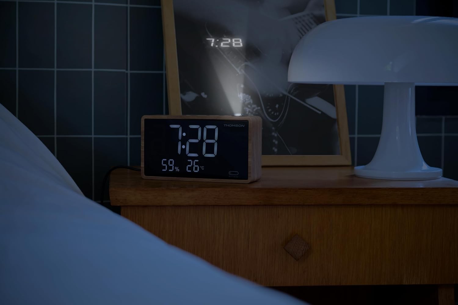 Projection Alarm Clock Radio Temperature Humidity USB Large Display