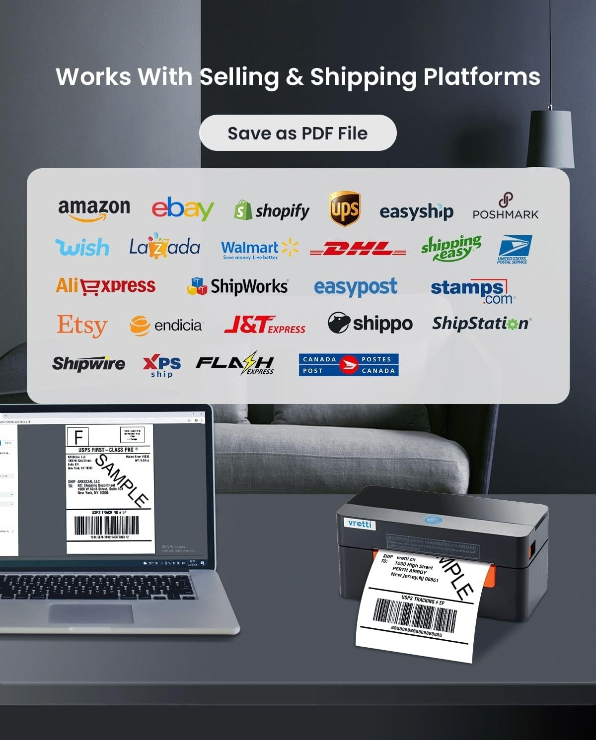 4x6 Wireless Thermal Shipping Label Printer USB Barcode Black Small Biz