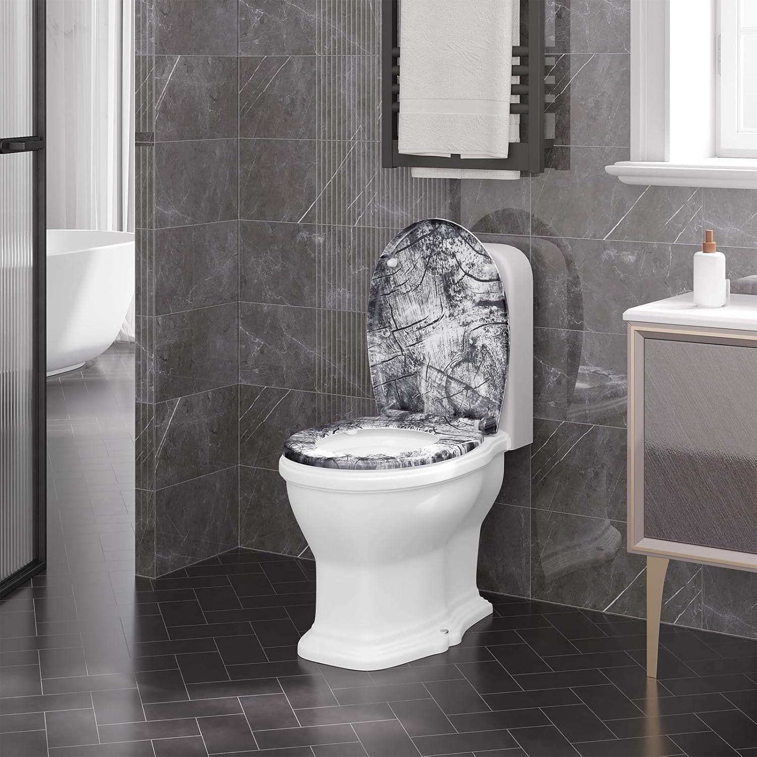 Soft Close O-Shape Toilet Seat Quick Release Top/Bottom Mount 175kg