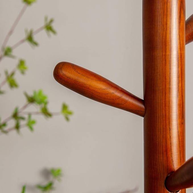Solid Wood Freestanding Coat Rack with 9 Hooks | Classic Hall Stand for Home