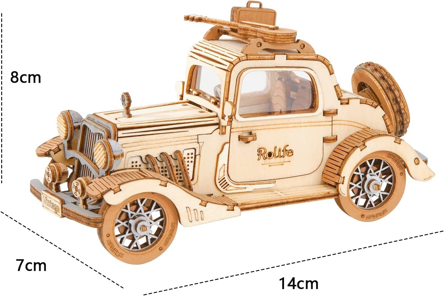 3D Wooden Vintage Car Puzzle Kit – DIY Model Craft Gift for Teens & Adults