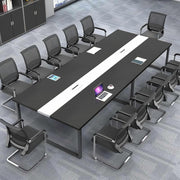Black + White Conference Table 240cm w/ Metal Frame & Scratch-Resistant Top