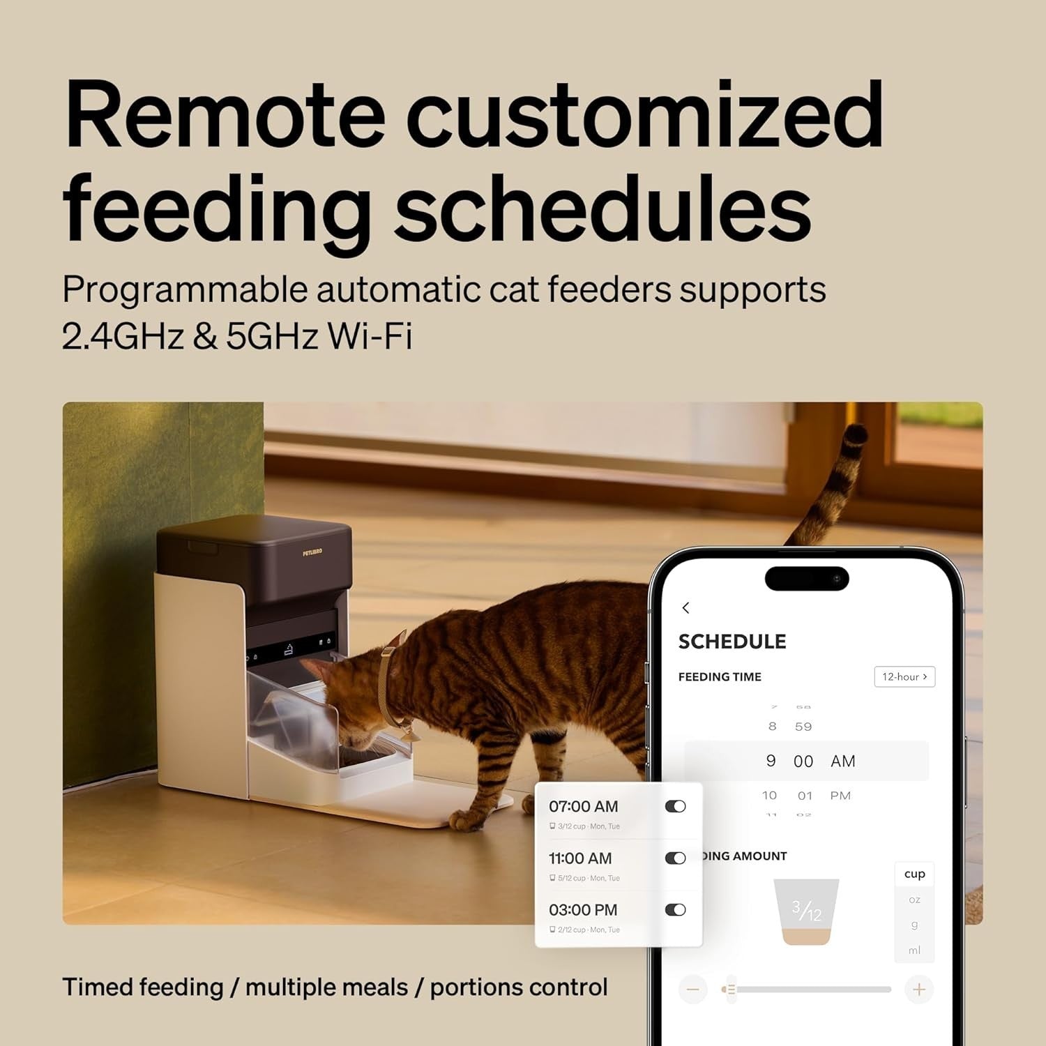 RFID Automatic Cat Feeder App Control 3L Smart Portion Pet Feeder