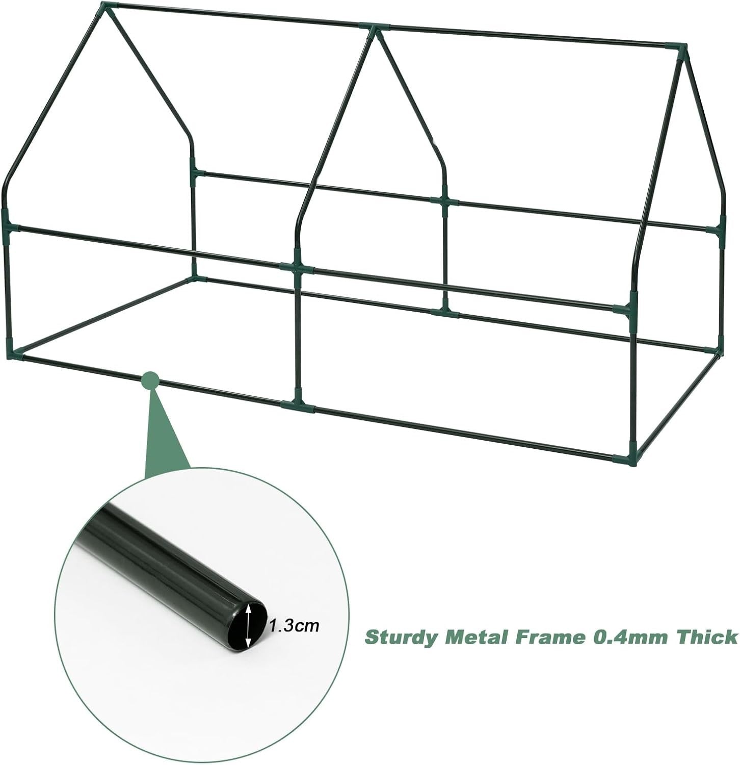 Large Mini Garden Greenhouse 180x90x90cm White PE Cover with Roll-Up Windows