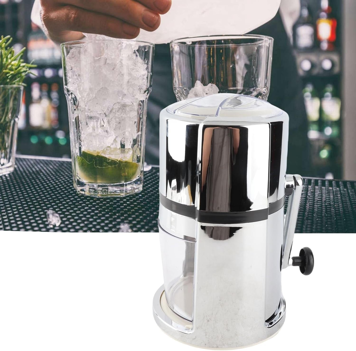 Manual Ice Crusher Stainless Steel Snow Cone Slush Maker Portable Hand Crank