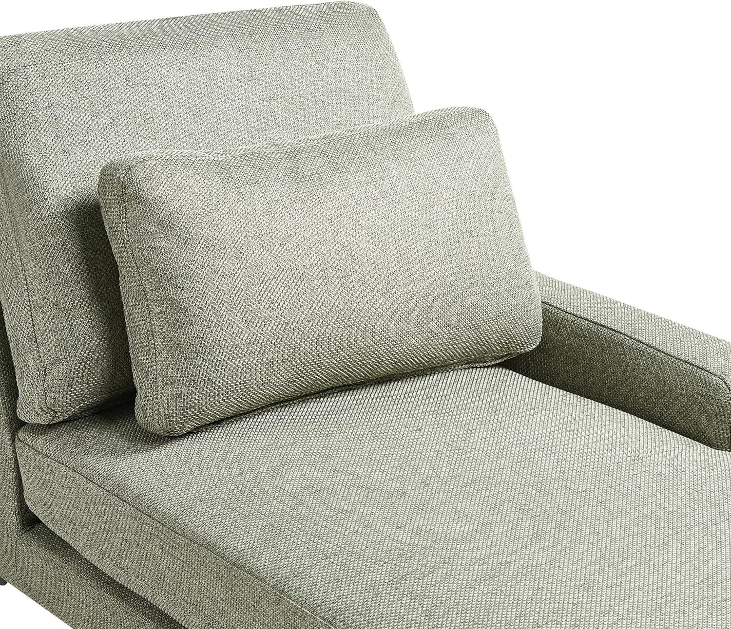 Modern Left Hand Green Chaise Lounge Fabric Upholstery Metal Legs with Cushions