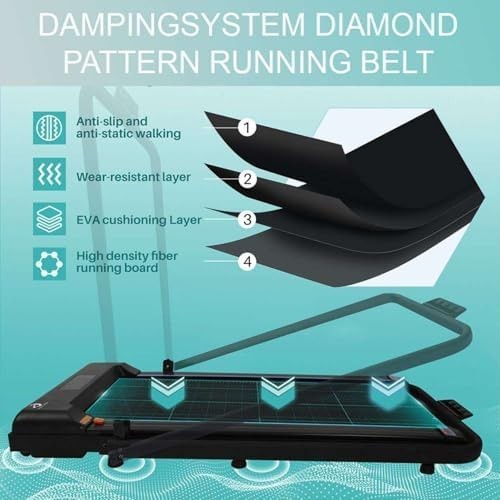 Foldable Under Desk Walking Treadmill 2HP 1–10km/h With Handrail Remote Home Gym