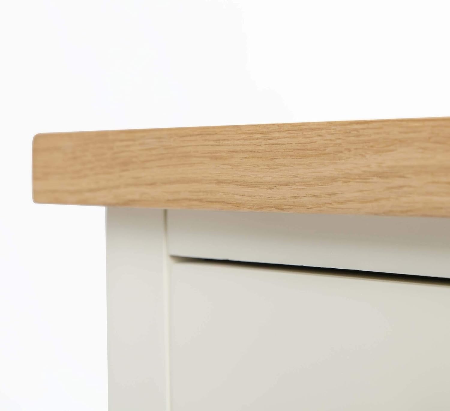 Cream 3 Drawer Bedside Table with Solid Oak Top Fully Assembled 42x32x56cm