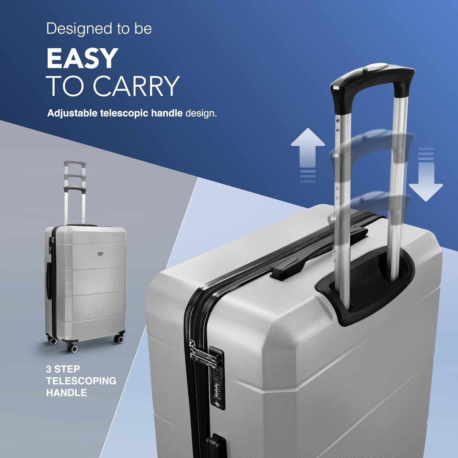 Large 28” Checked Suitcase ABS Hard Shell 4 Wheel Spinner TSA Lock