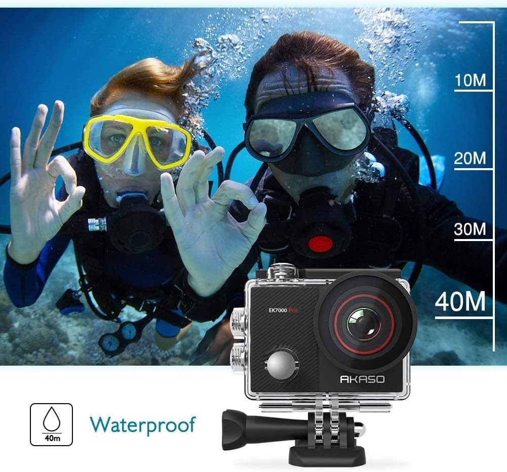 4K Action Camera Waterproof 40M Touch Screen EIS Remote Cam Kit