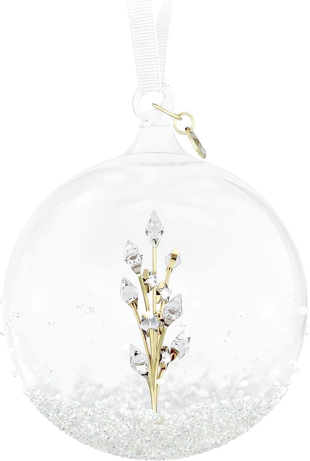 Luxury Crystal Firework Bauble 2024 • Clear Ornament with Gold Accents
