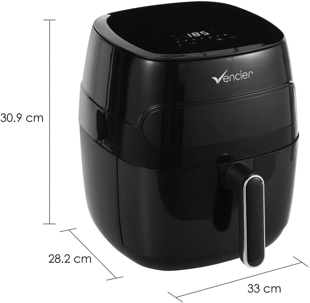 Digital Air Fryer 1350W Window LED Touch 6 Presets Rapid Air Low-Fat Cooking