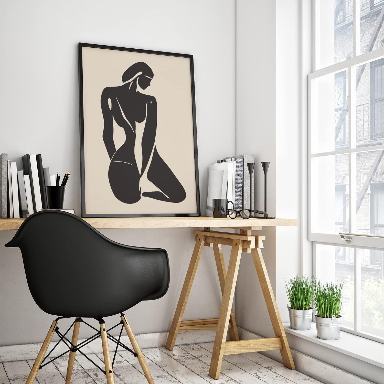Abstract Woman Art Print – Modern Boho Lady Wall Decor A4 Colorful