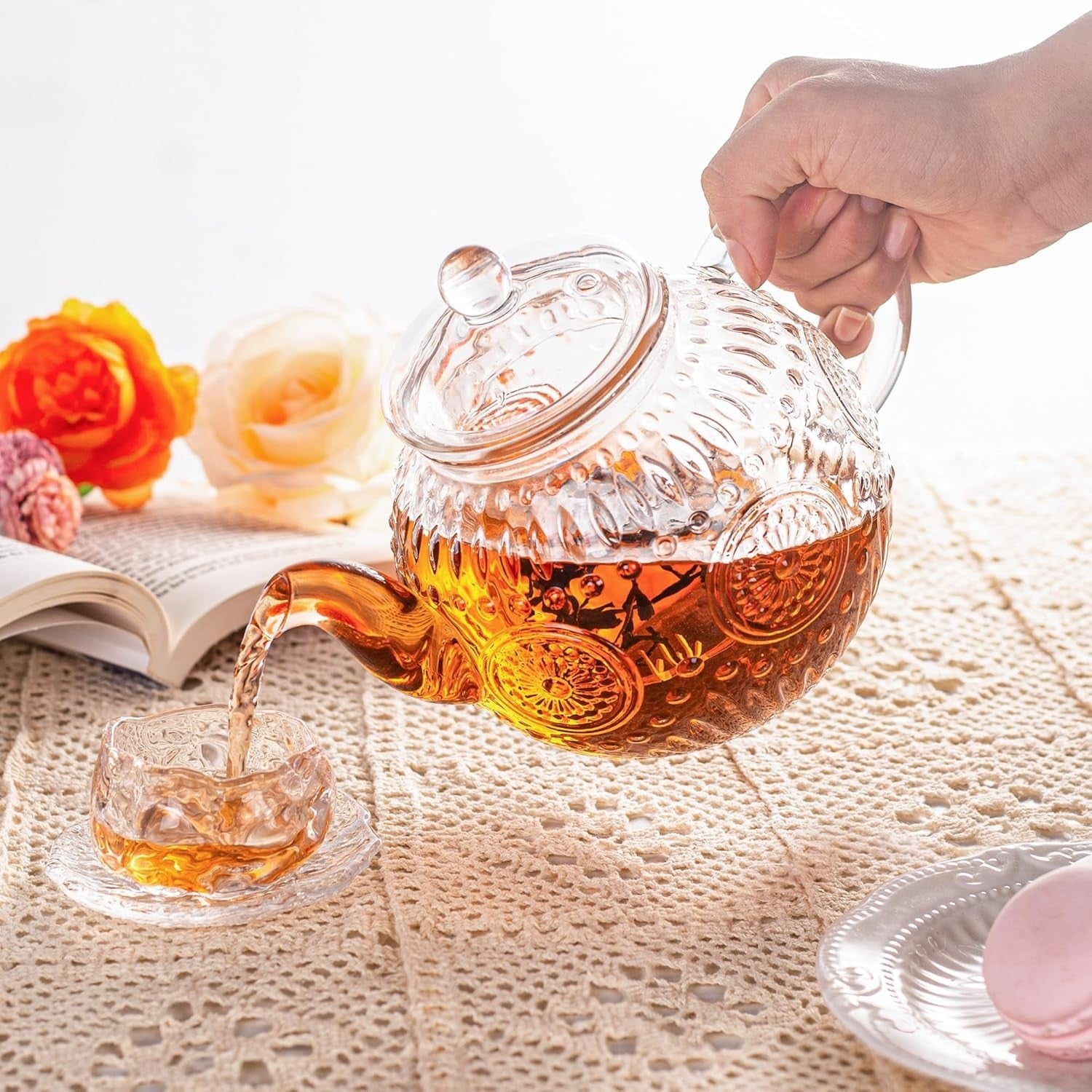 1000ml Glass Teapot with Removable Infuser Stovetop Safe Tea Maker
