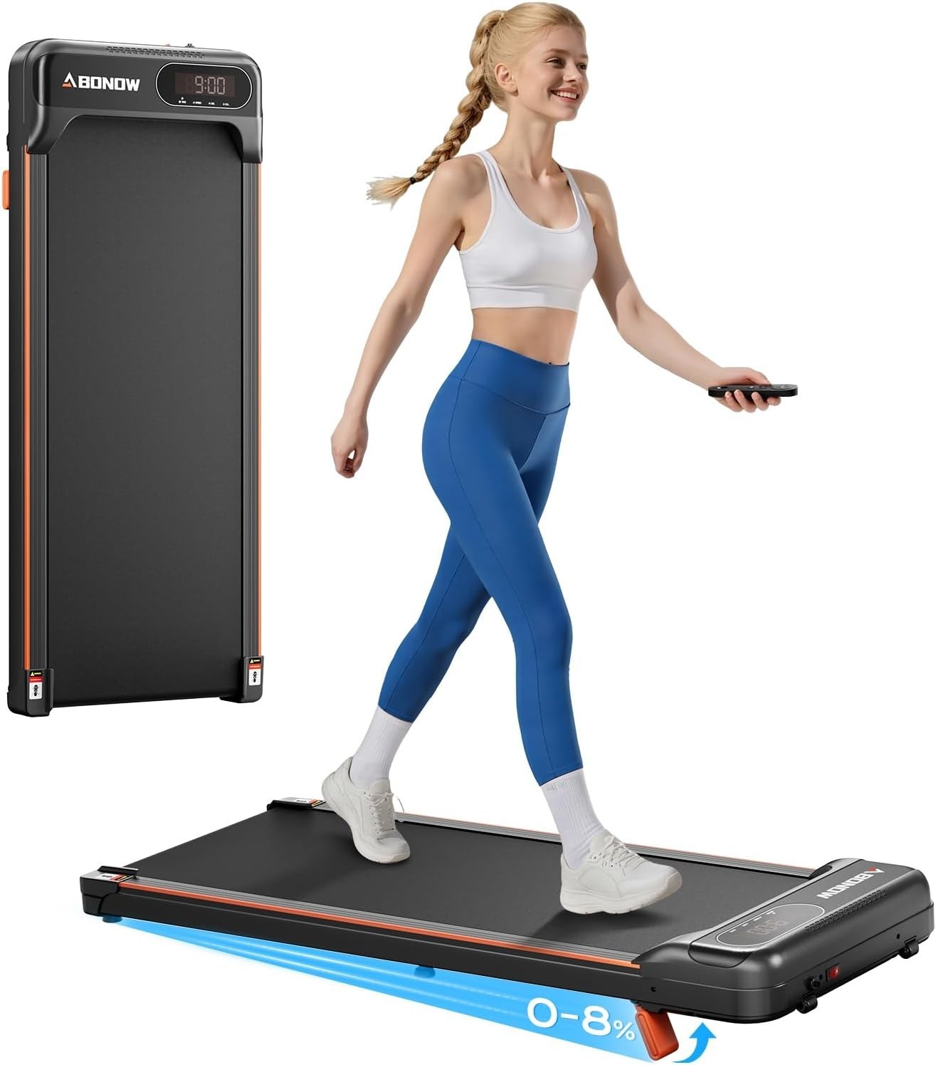 Under Desk Walking Treadmill 8% Incline 1-6 Km/H Home Office
