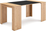 Extendable Folding Console & Dining Table Oak Black Seats 8