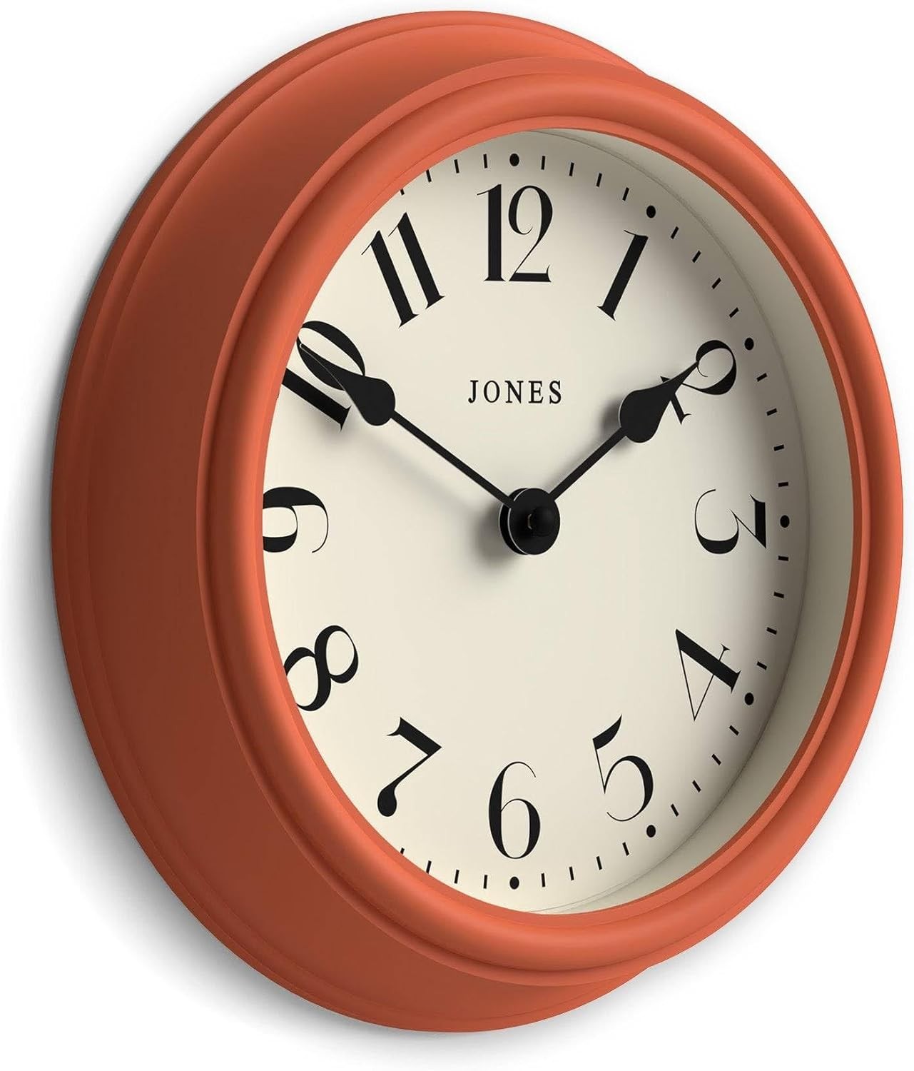 23cm Orange Wall Clock Modern Retro Design | Quiet Quartz | Kitchen Bedroom