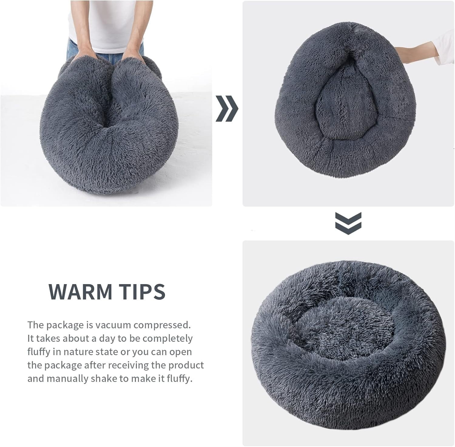 Calming Donut Dog Bed XXL Large Washable Anti Anxiety Plush