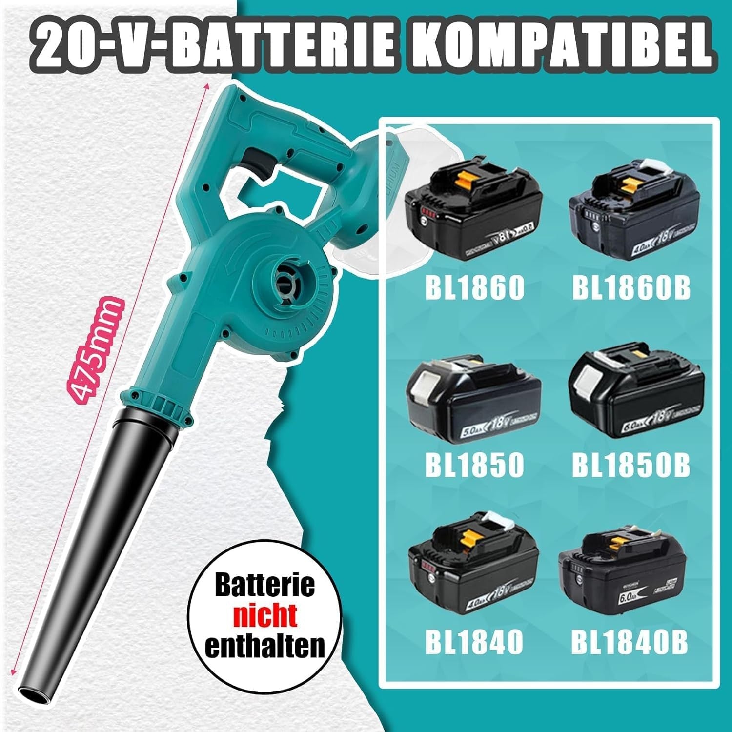 Cordless Leaf Blower Vacuum 18V Dual Battery Handheld Garden Patio Cleaner