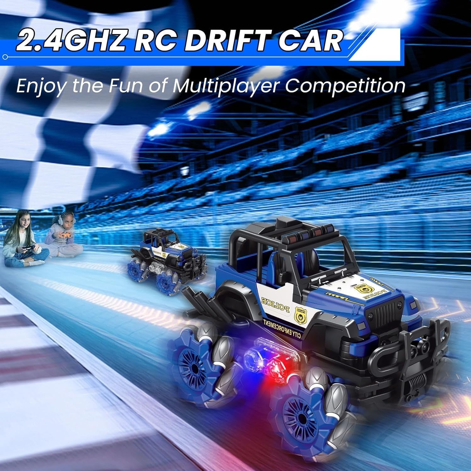 RC Car Remote Control Truck 360° Stunt Drift Toy LED Light All Terrain Gift Kids