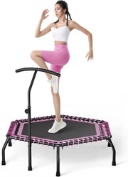48in Indoor Fitness Rebounder with Quiet Bungees Adjustable T-Bar