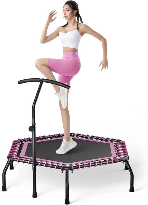48in Indoor Fitness Rebounder with Quiet Bungees Adjustable T-Bar